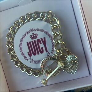 Juicy Couture Gold Tone Heart Charm Toggle Bracelet